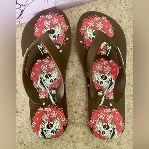 Ed Hardy Women Sandals Flip Flops Brown 5